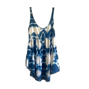 2/$30 Blu Moon Blue and White Tie Dye Sleeveless Tunic Mini Dress